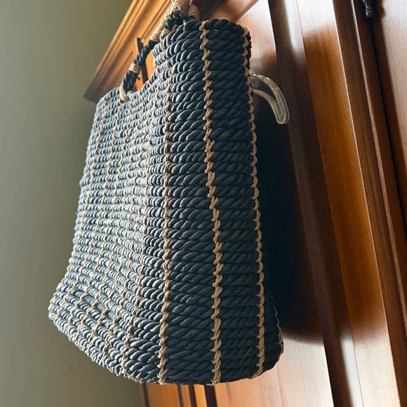 Tommy Bahama Brown and Beige Rope Tote - Picture 6 of 7